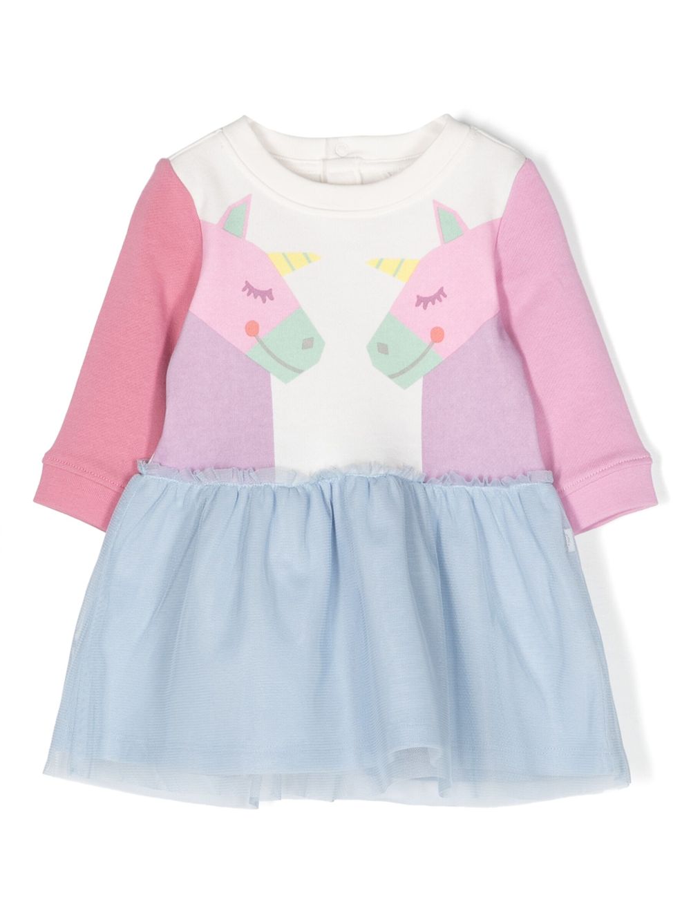 Unicorn-print cotton dress - White