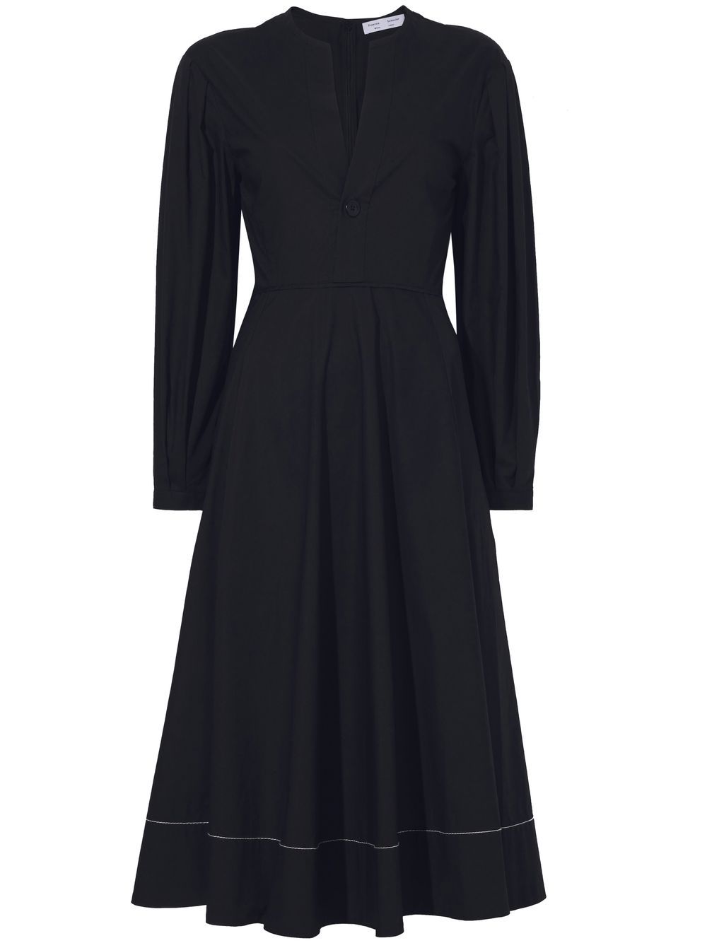 V-neck cotton poplin dress - Black