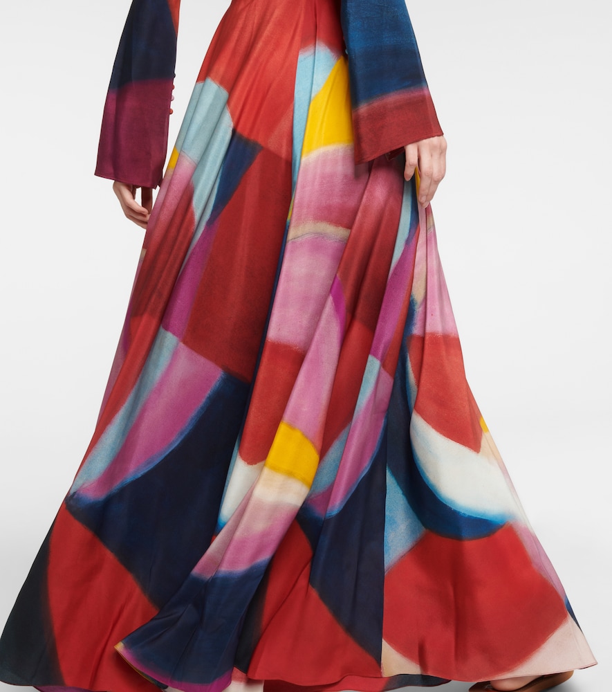 Printed silk maxi dress