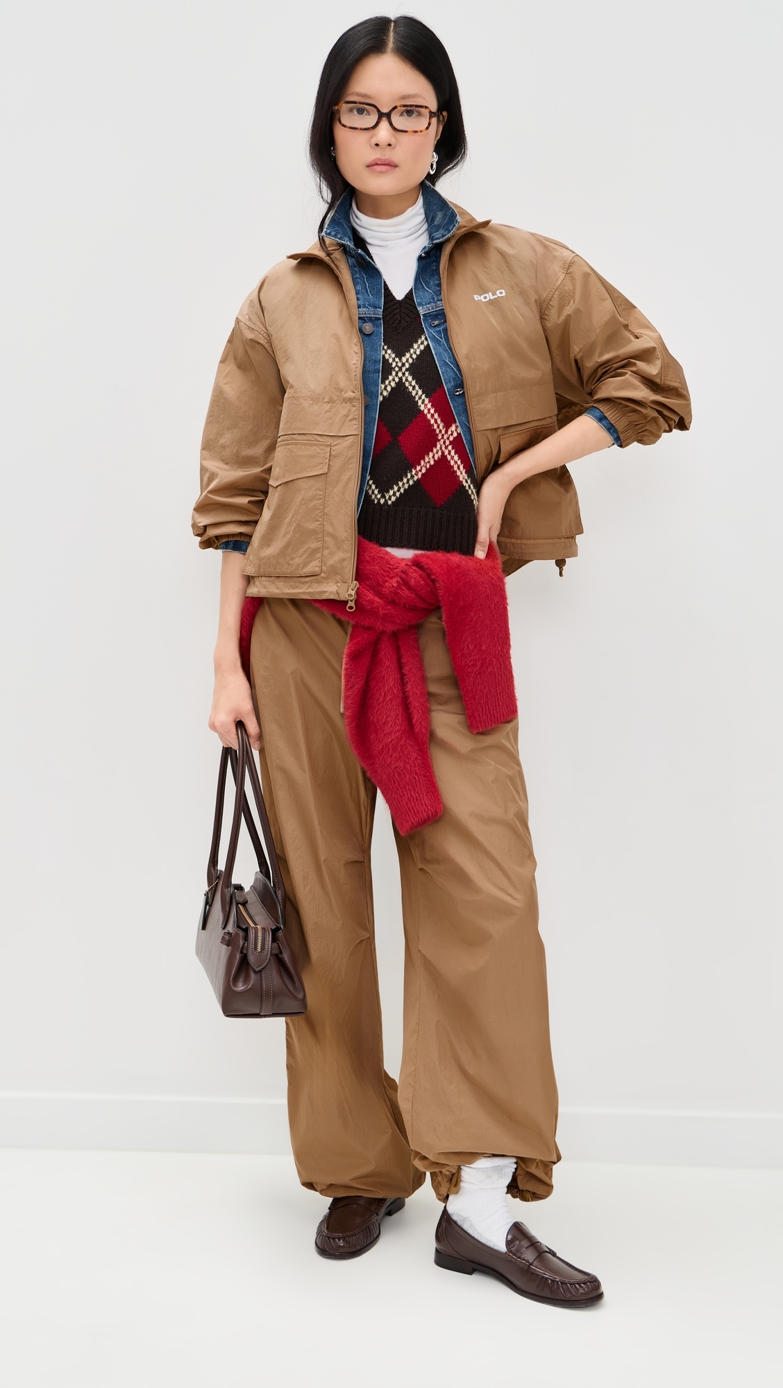 Nylon Windbreaker Jacket Cafe Tan