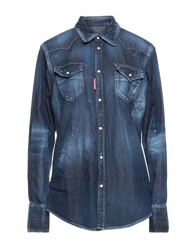 Woman Denim shirt Blue Size 0 Cotton, Elastane