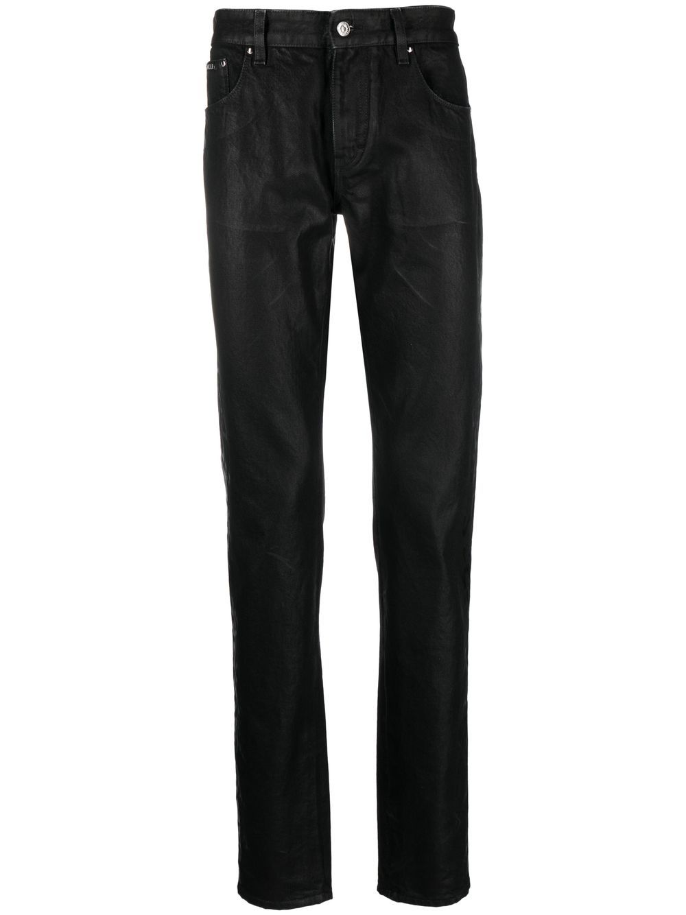 Straight-leg coated jeans - Black