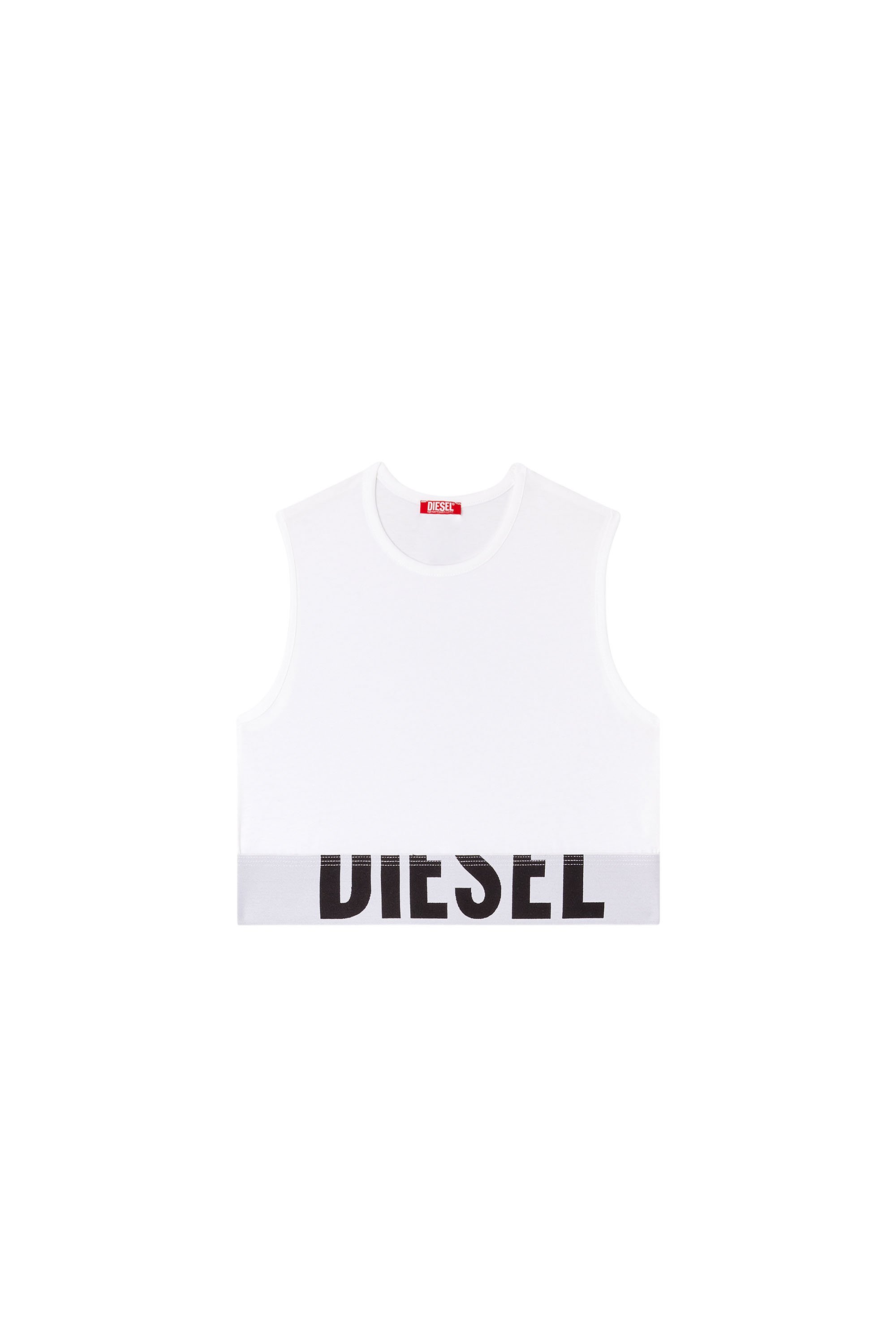 Cropped tank top with cut-off logo - Tops - Woman - White