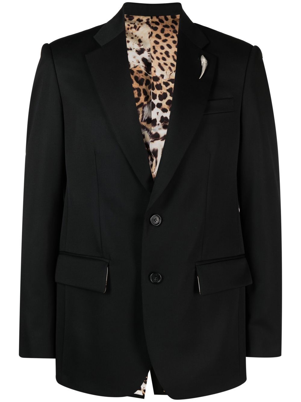 Single-breasted wool jacket - Black