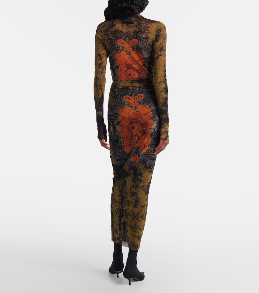 Médaillon printed mesh slim pants