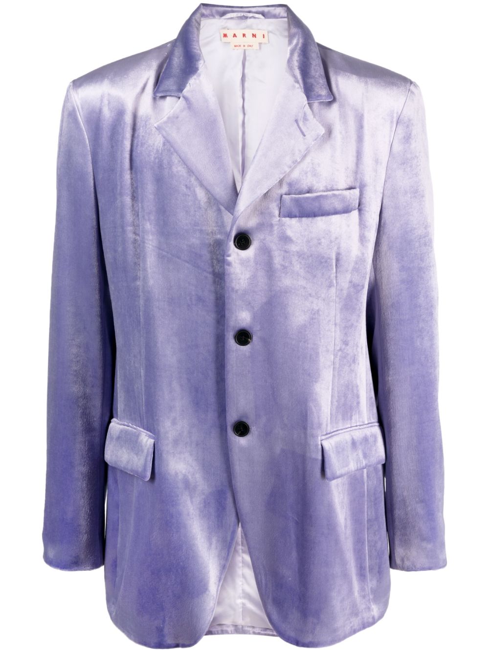 Single-breasted velvet blazer - Purple