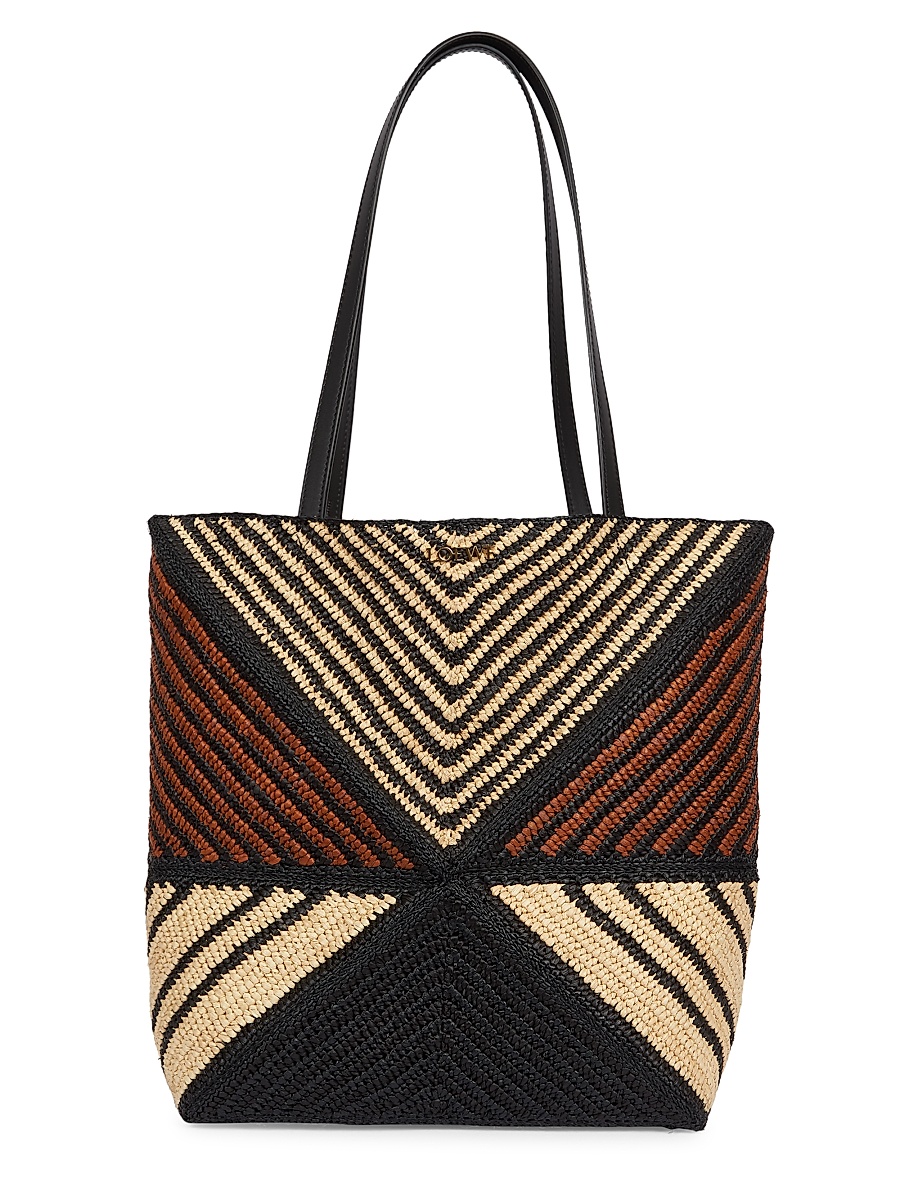 Women's x Paula's Ibiza 4FA Striped Raffia Foldable Tote Bag - Natural Honey Gold