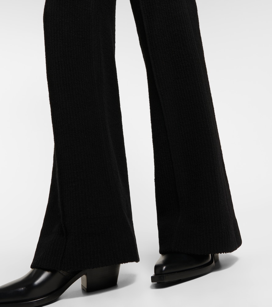 High-rise flared virgin wool pants