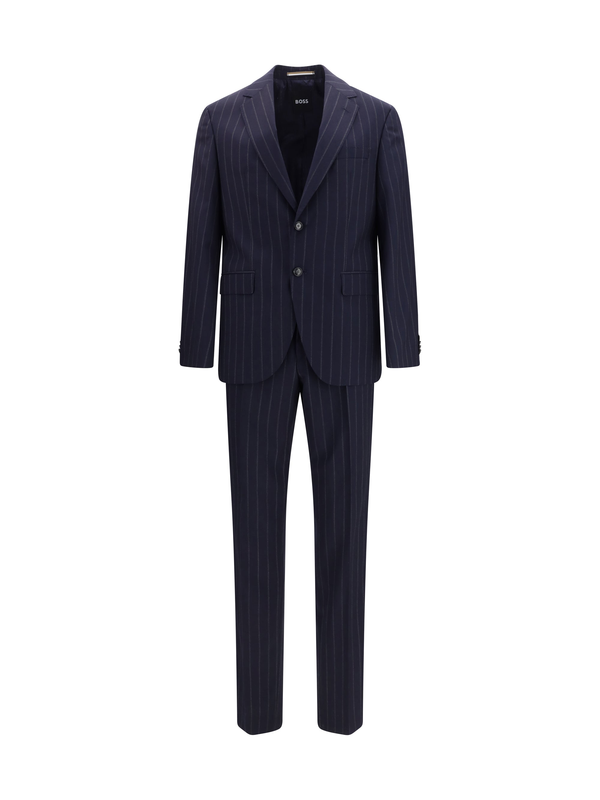 Striped Merino Wool Suit — Navy