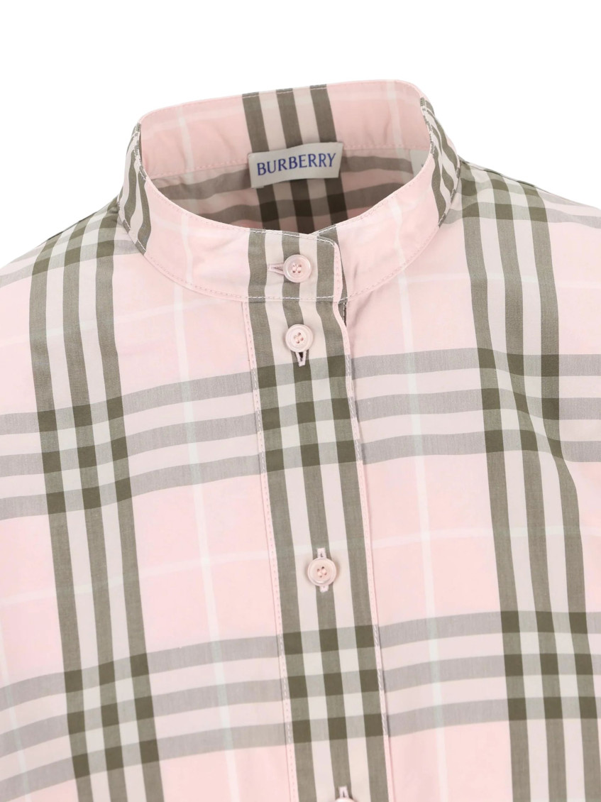 Burberry - short sleeve dress checked pattern drawstring waist