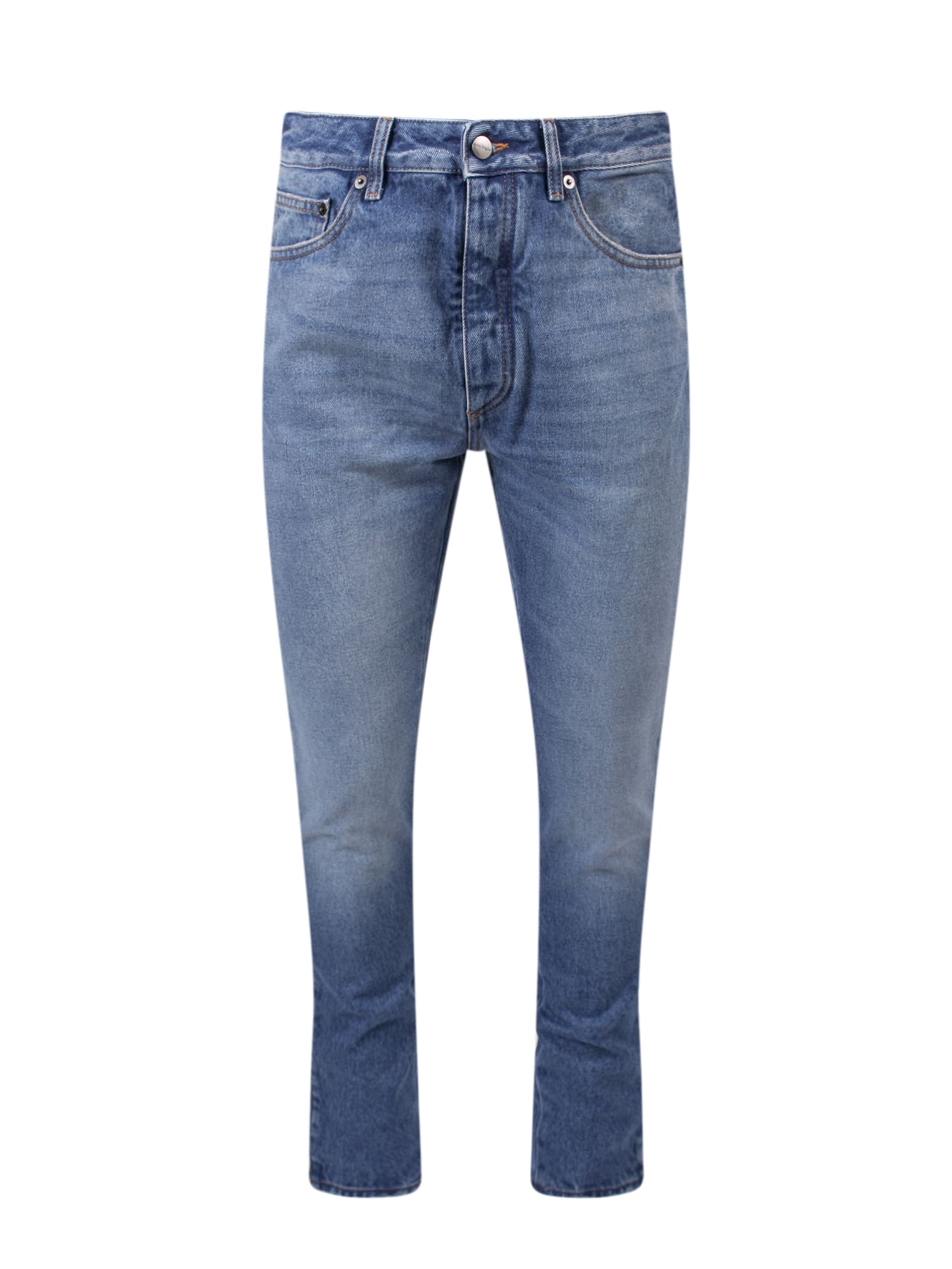 Side-stripe slim-cut jeans