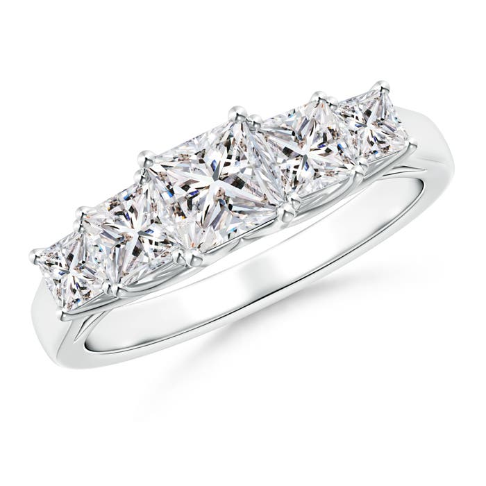 Angara 0.52 Carat Graduated Princess-Cut Trellis Diamond Five Stone Ring in 18K White Gold