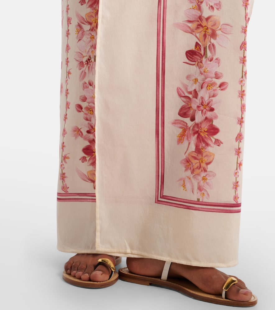 Lavanda floral cotton and silk beach cover-up