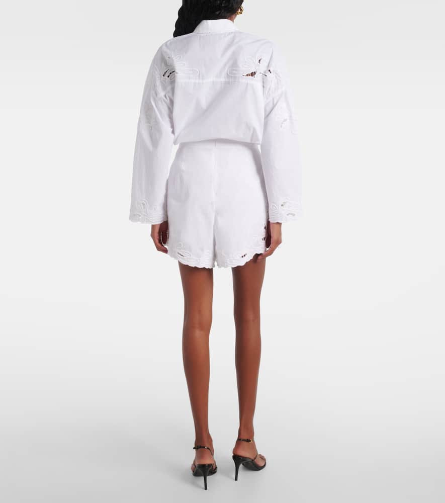 Embroidered cotton poplin shorts