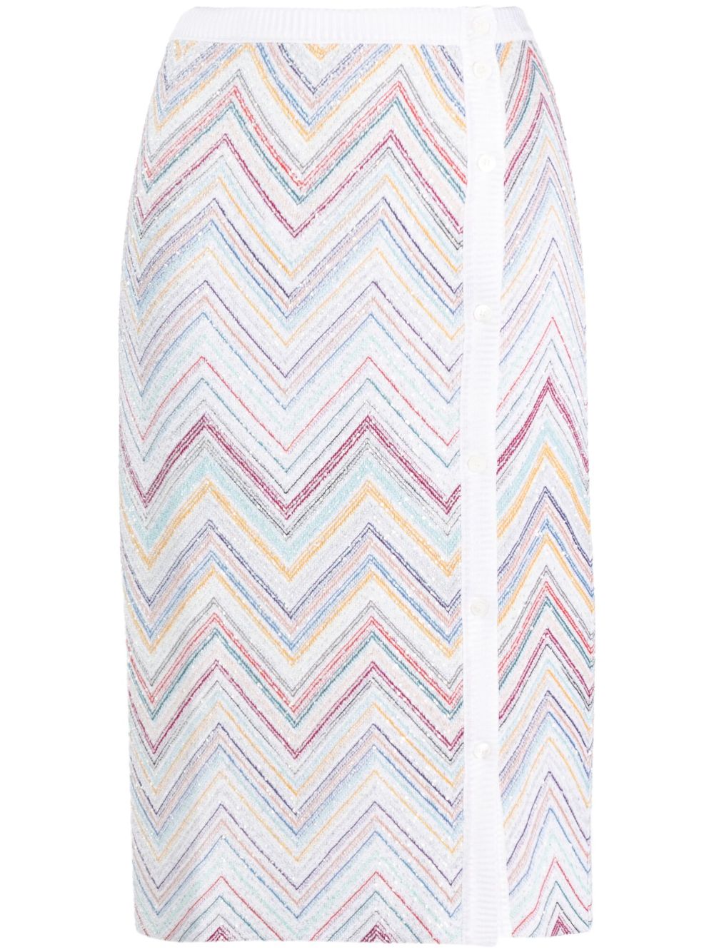 Zigzag-woven pencil skirt - White