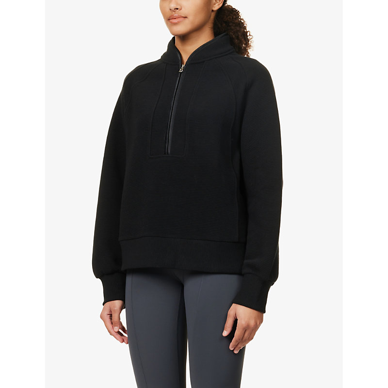 Womens Black Cortina High-neck Stretch-cotton Blend Sweatshirt 