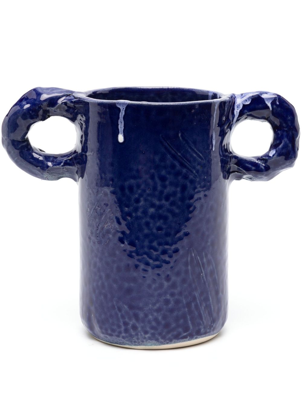 Studio paint-splatter ceramic vase - Blue