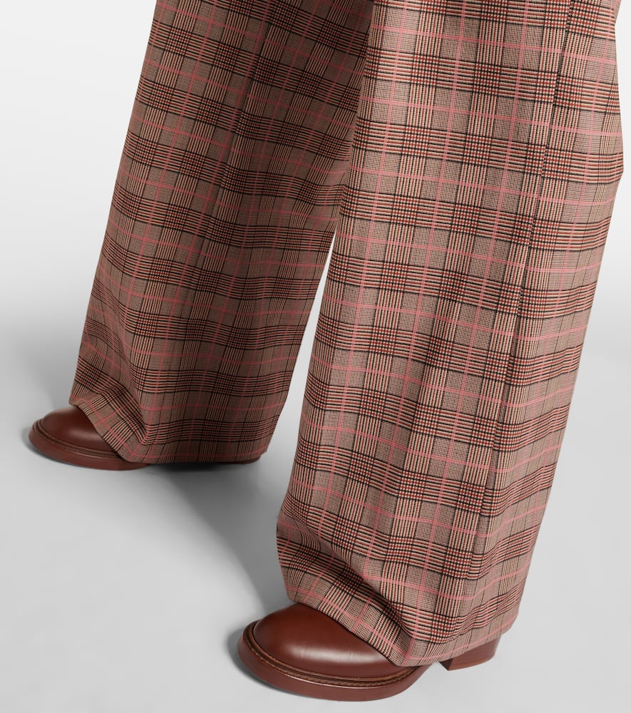 Checked high-rise wide-leg pants