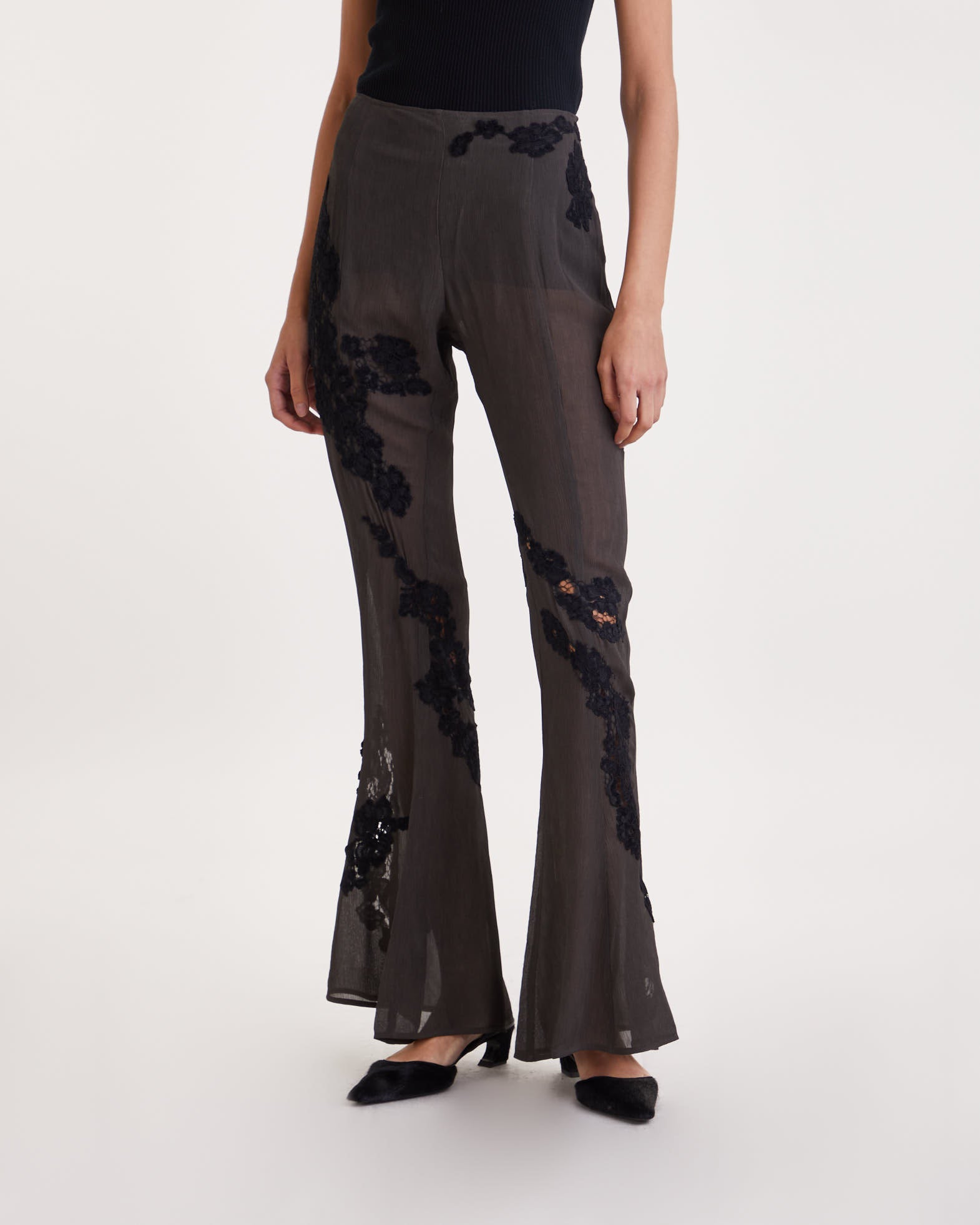 Acne Studios Trousers Lace Flared Grey