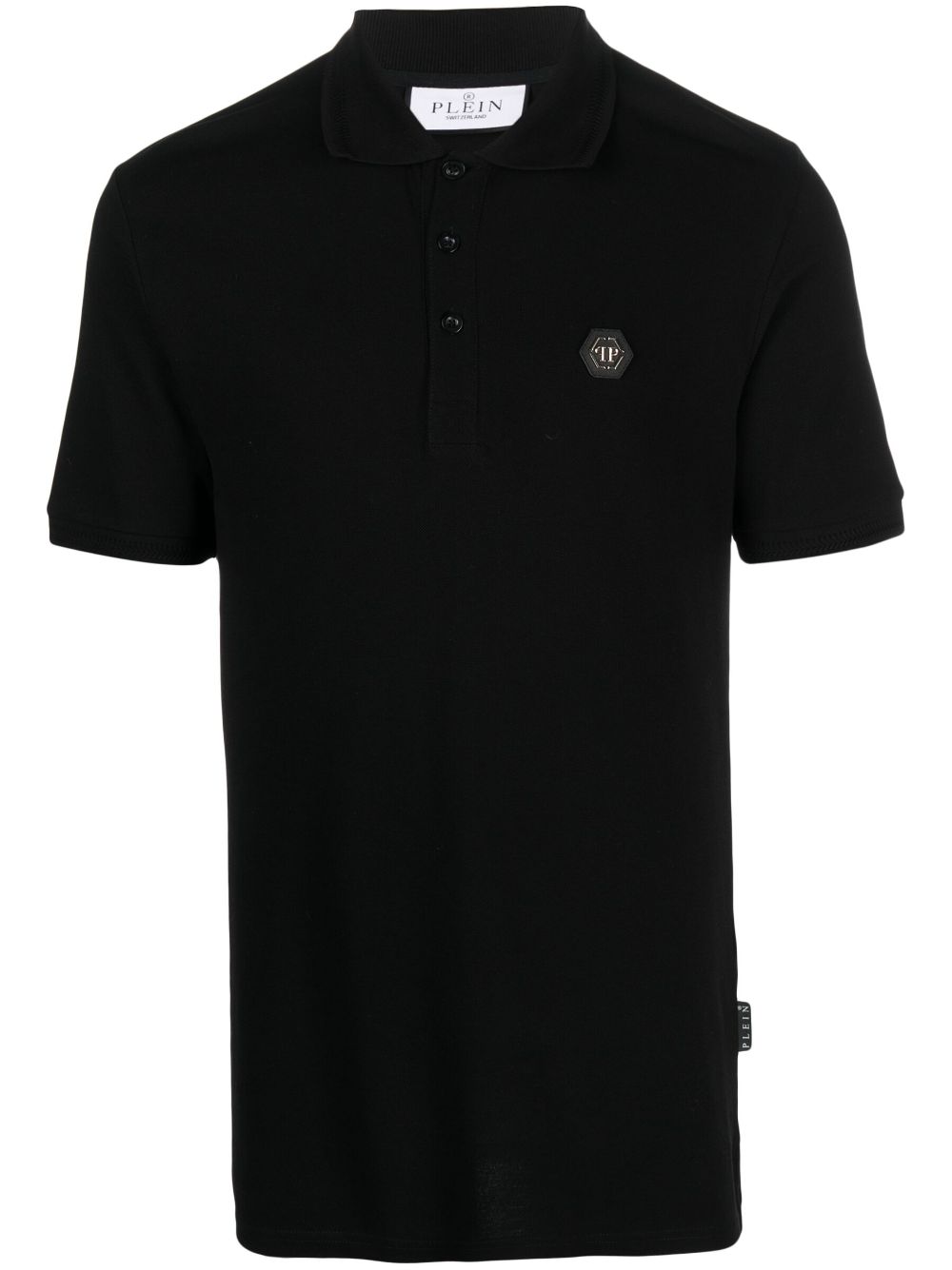 Logo_patch short-sleeved polo shirt - Black