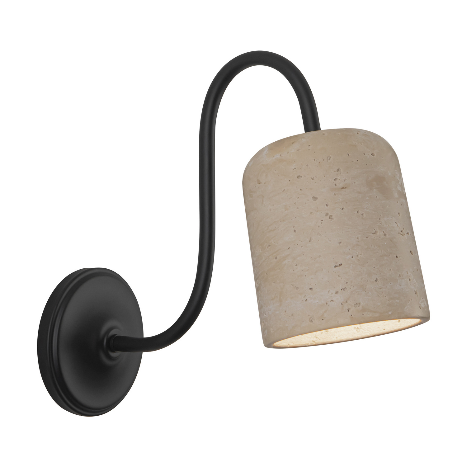 Matte Black Travertine Bathroom Vanity Light from the Bromley Collection