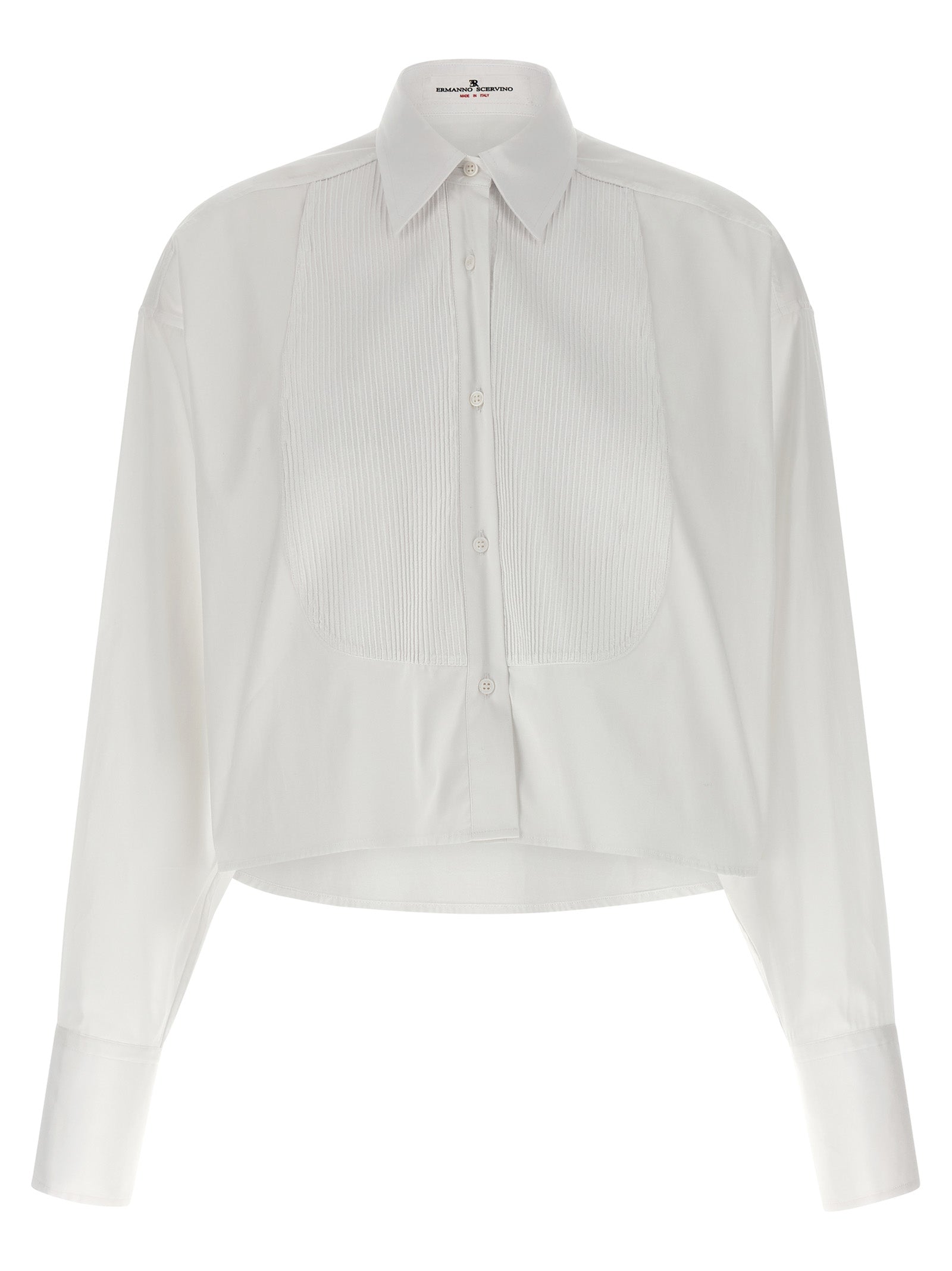 Pleated Cotton Poplin Blouse — White