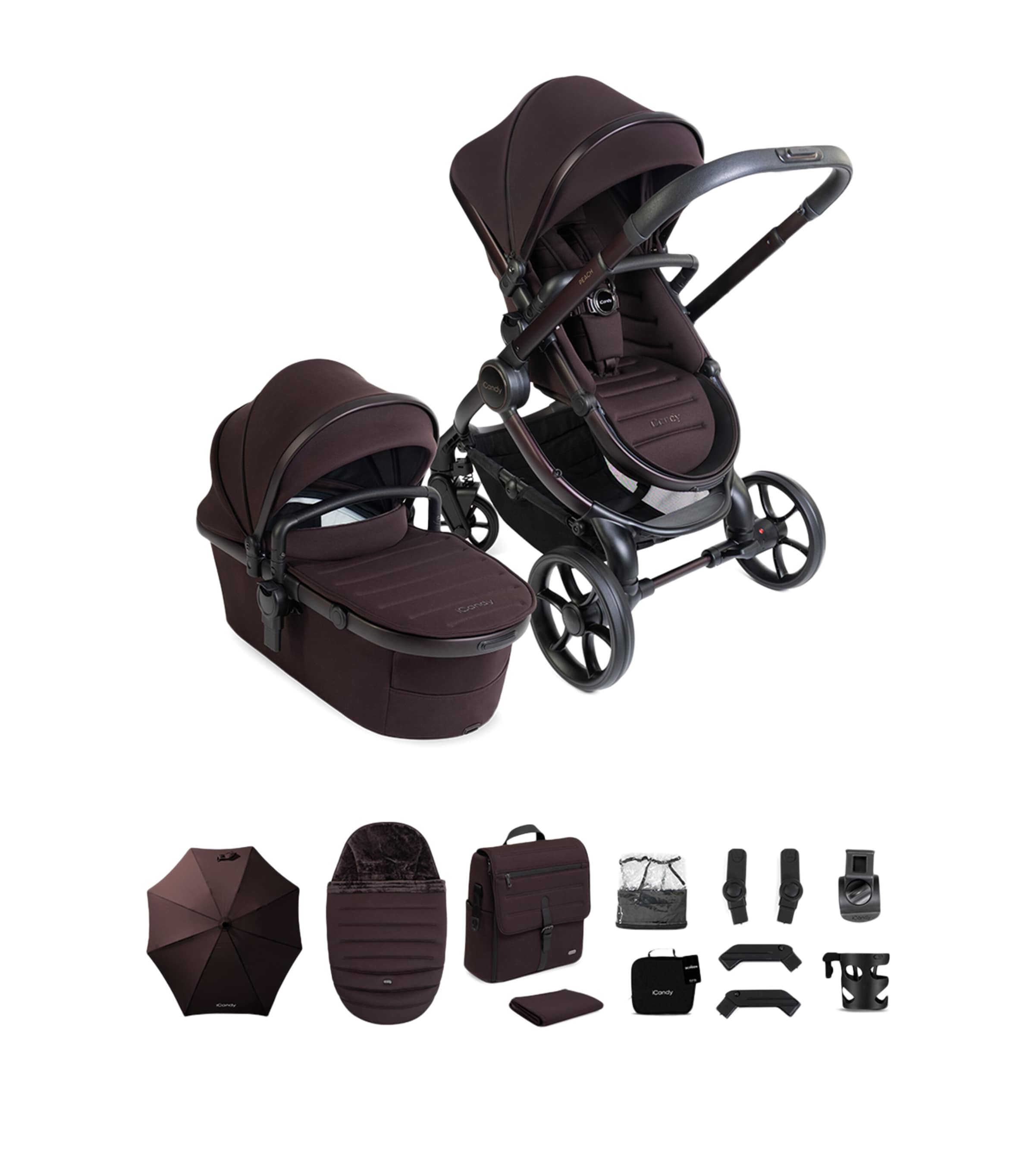 Peach 8 Pushchair and Carrycot Set