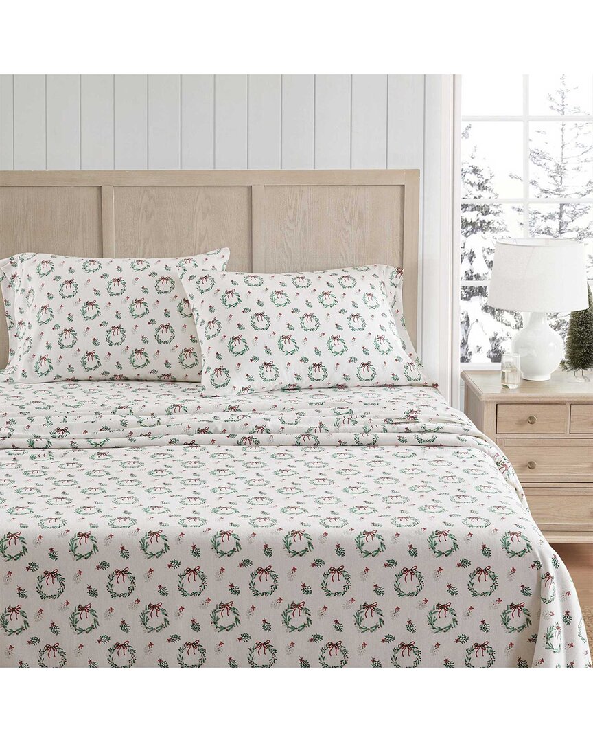 Wreaths & Mistletoe Cotton Flannel Sheet Set