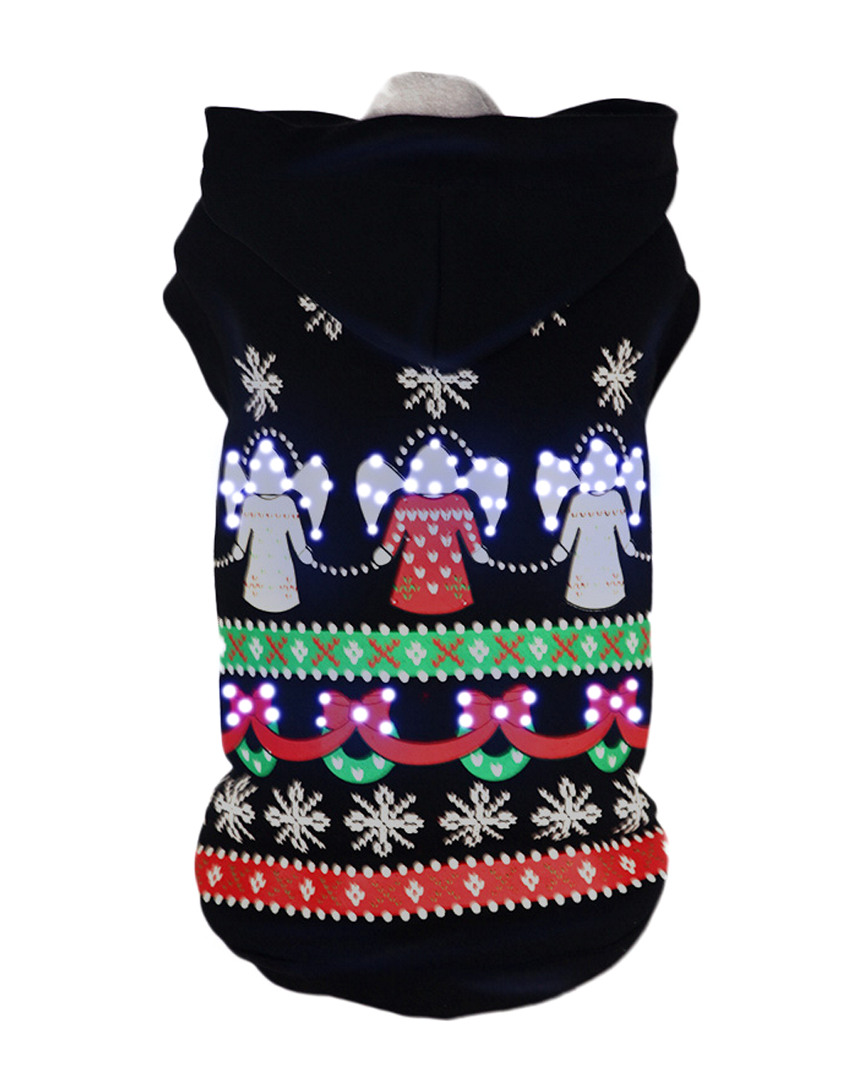 LED Lighting Patterned Holiday Hooded Sweater