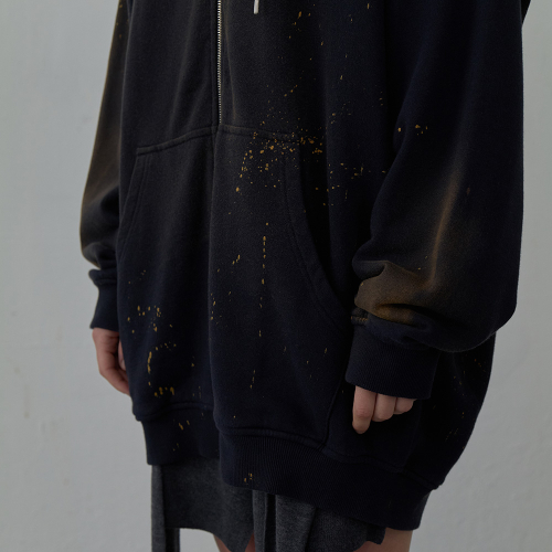 LCDC WASHED LONG ZIP-UP HOODIE