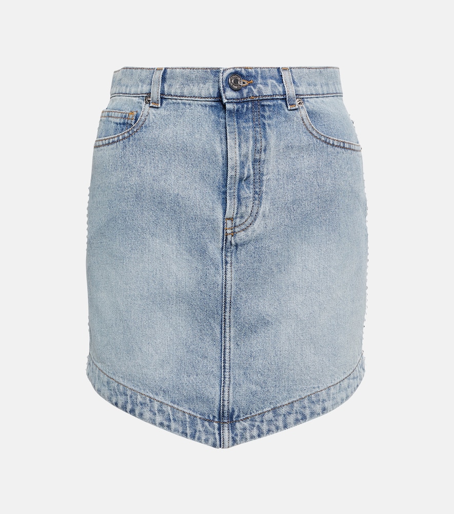 Embellished denim miniskirt