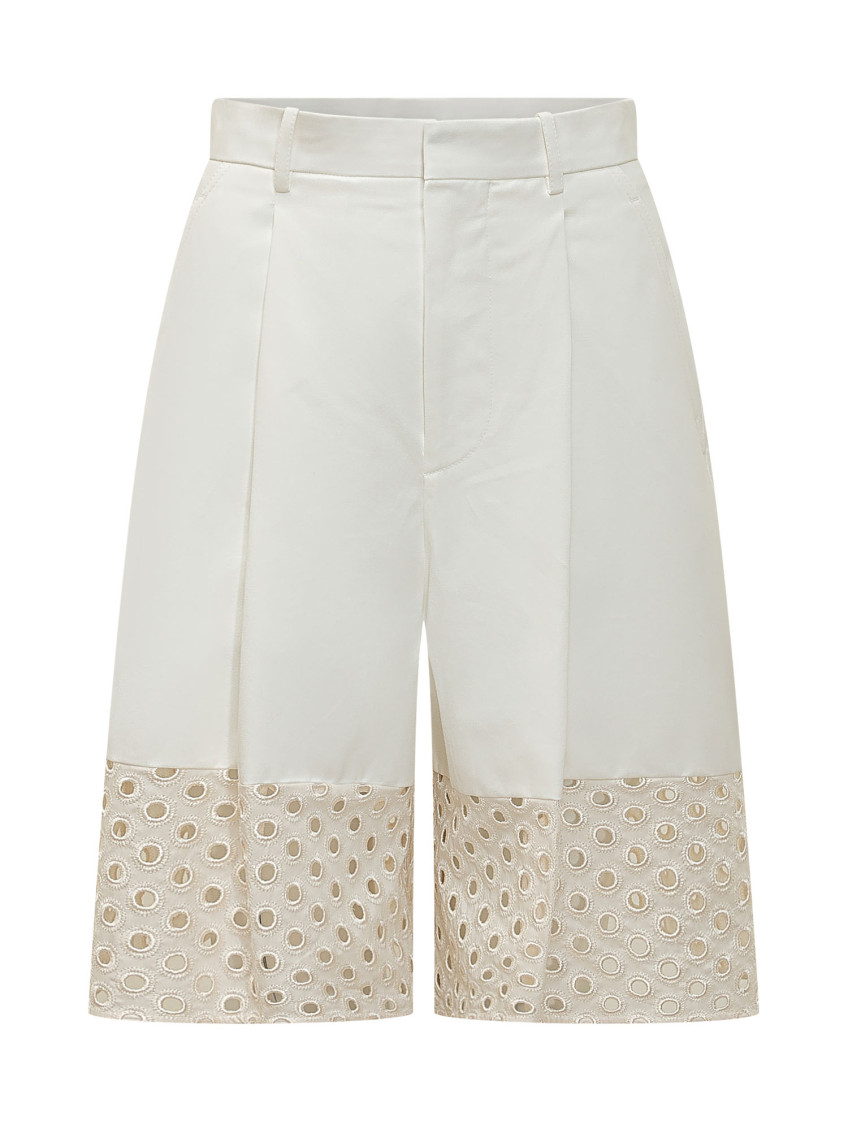 White Embroidered Shorts