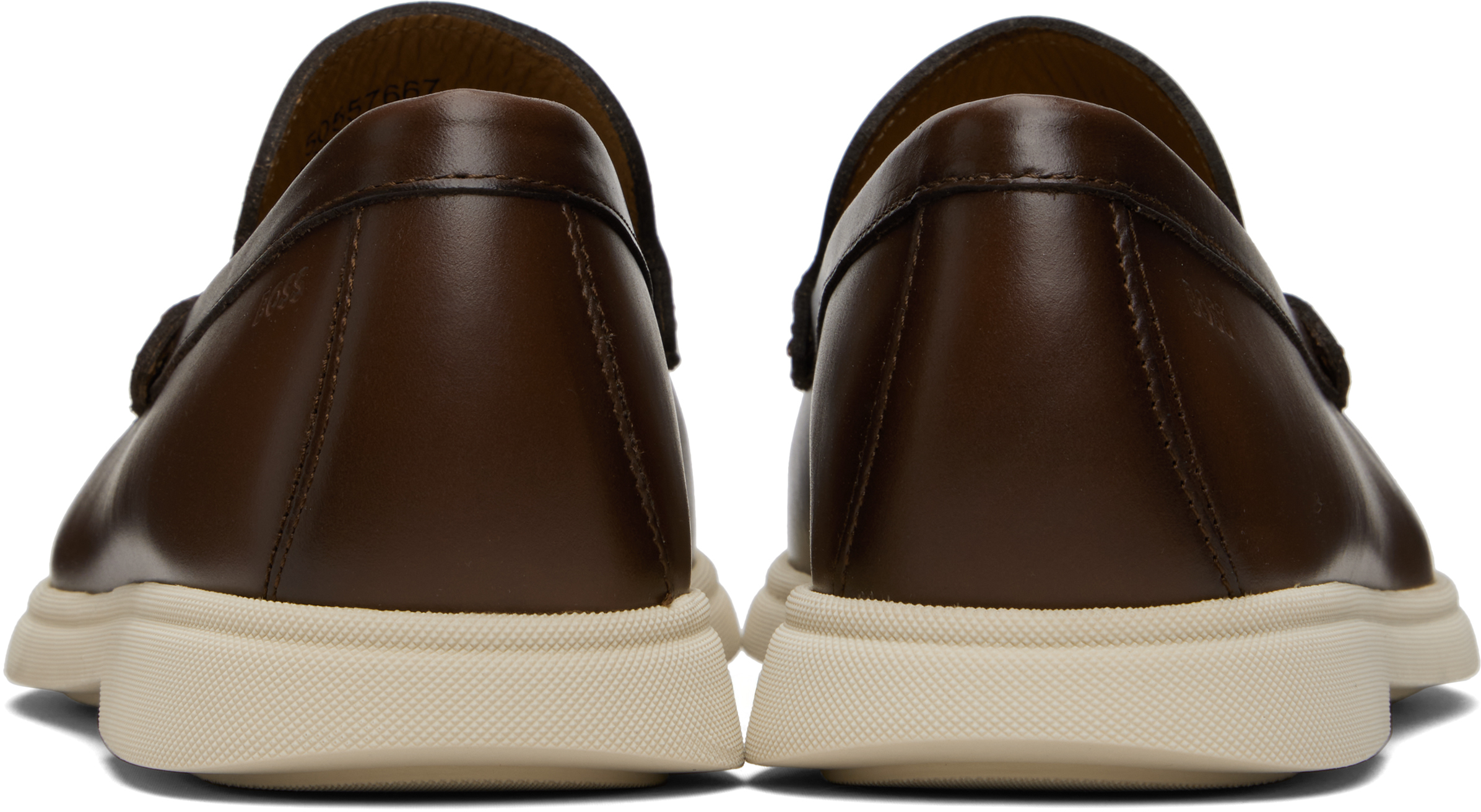 Brown Emed-Logo Leather Loafers