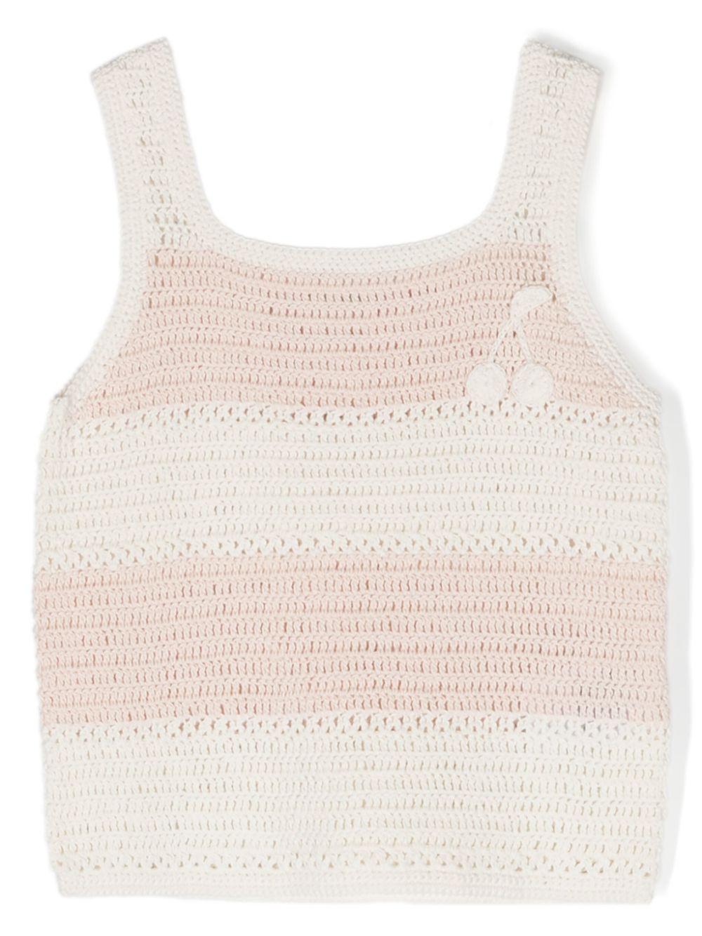 Crochet-knit cotton tank top - White