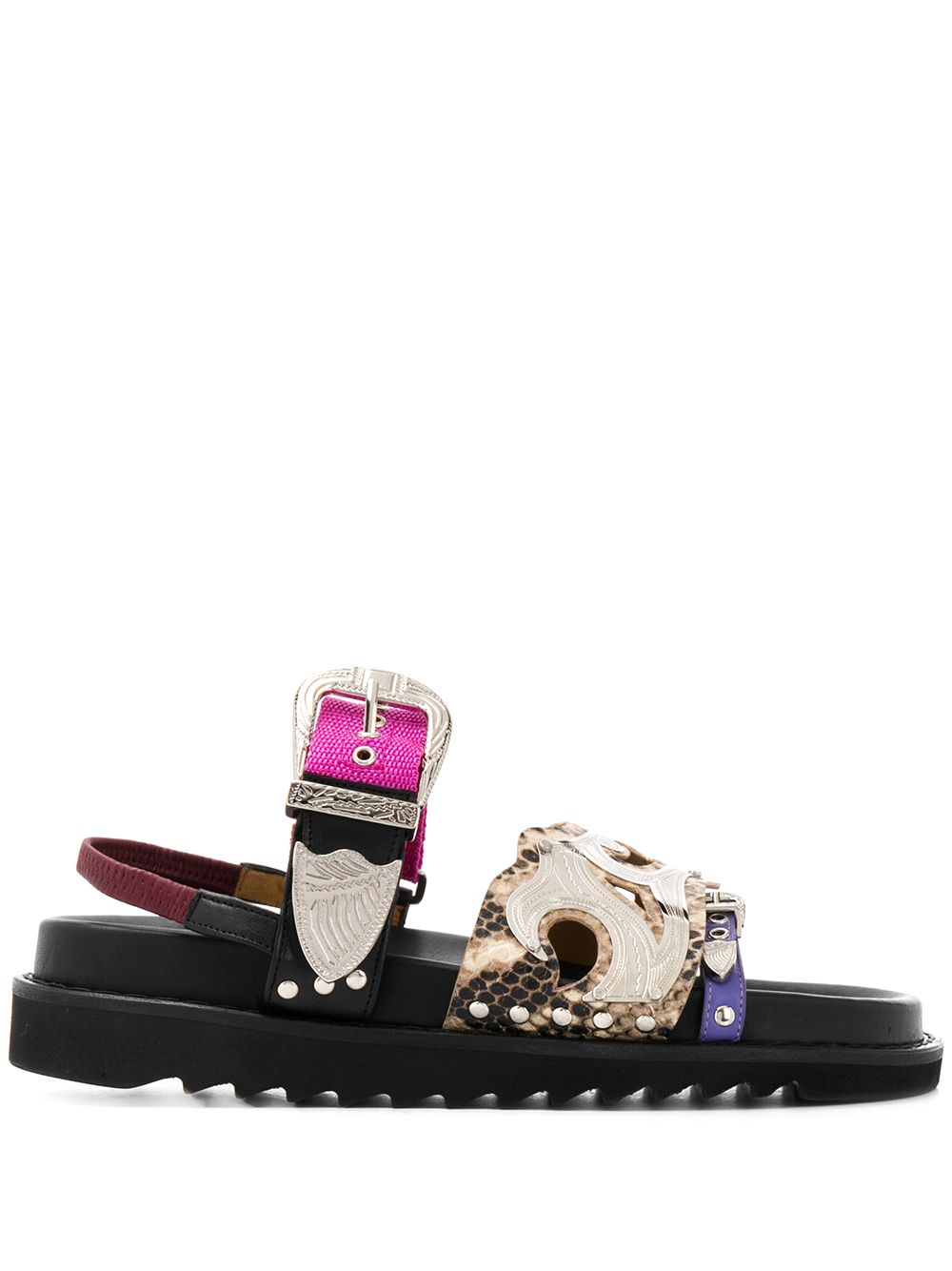 Multiple straps slingback sandals - Neutrals