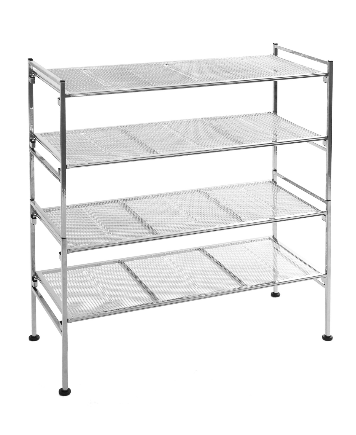 4-Tier Stackable Metal Mesh Shoe Storage Rack Organizer - Silver