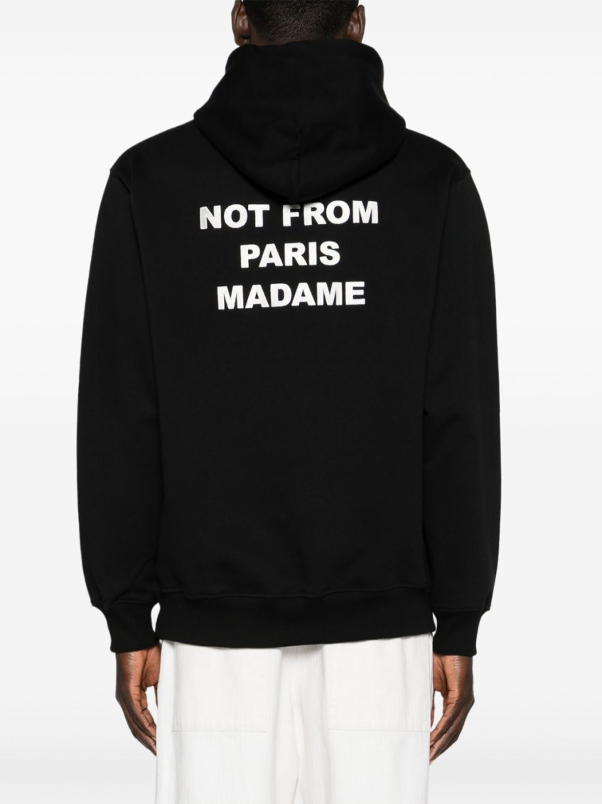 Black Hoodie With Logo In Cotton Man