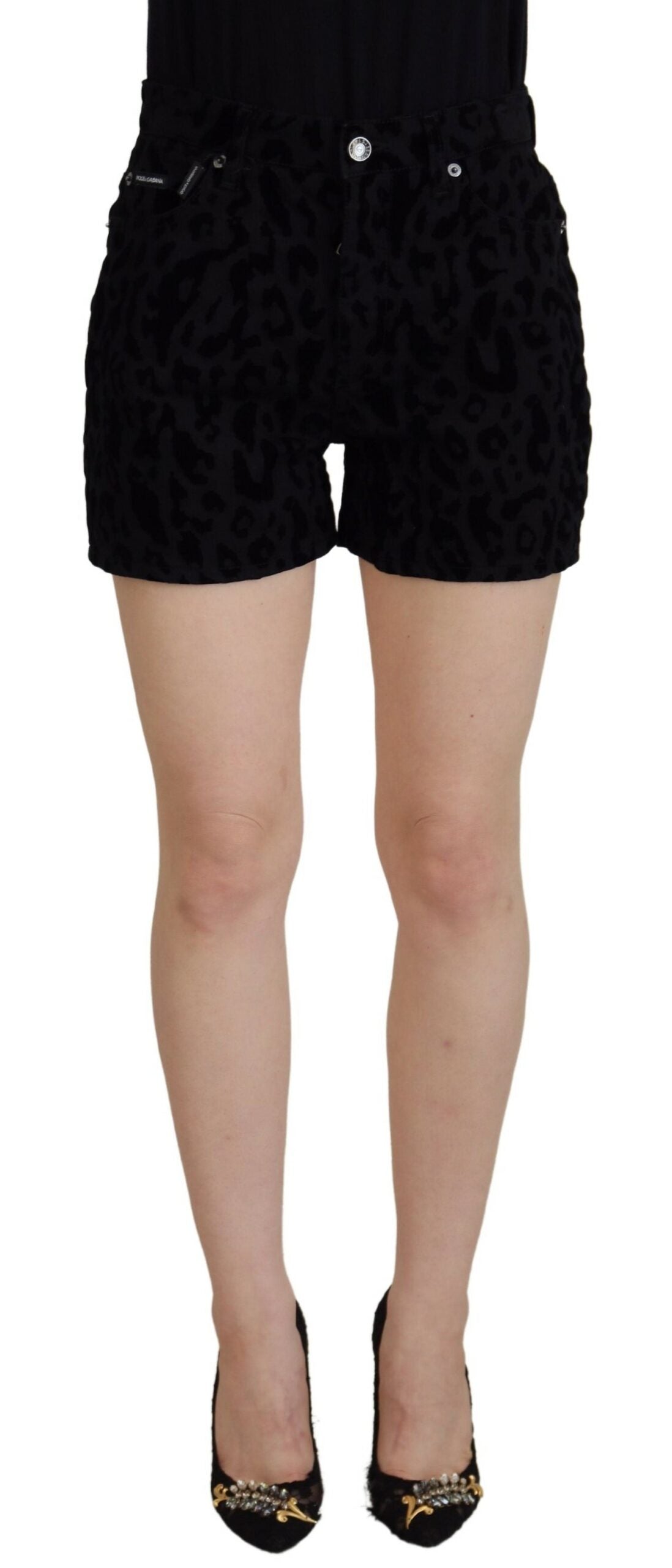 Denim Cotton Stretch Shorts — Black