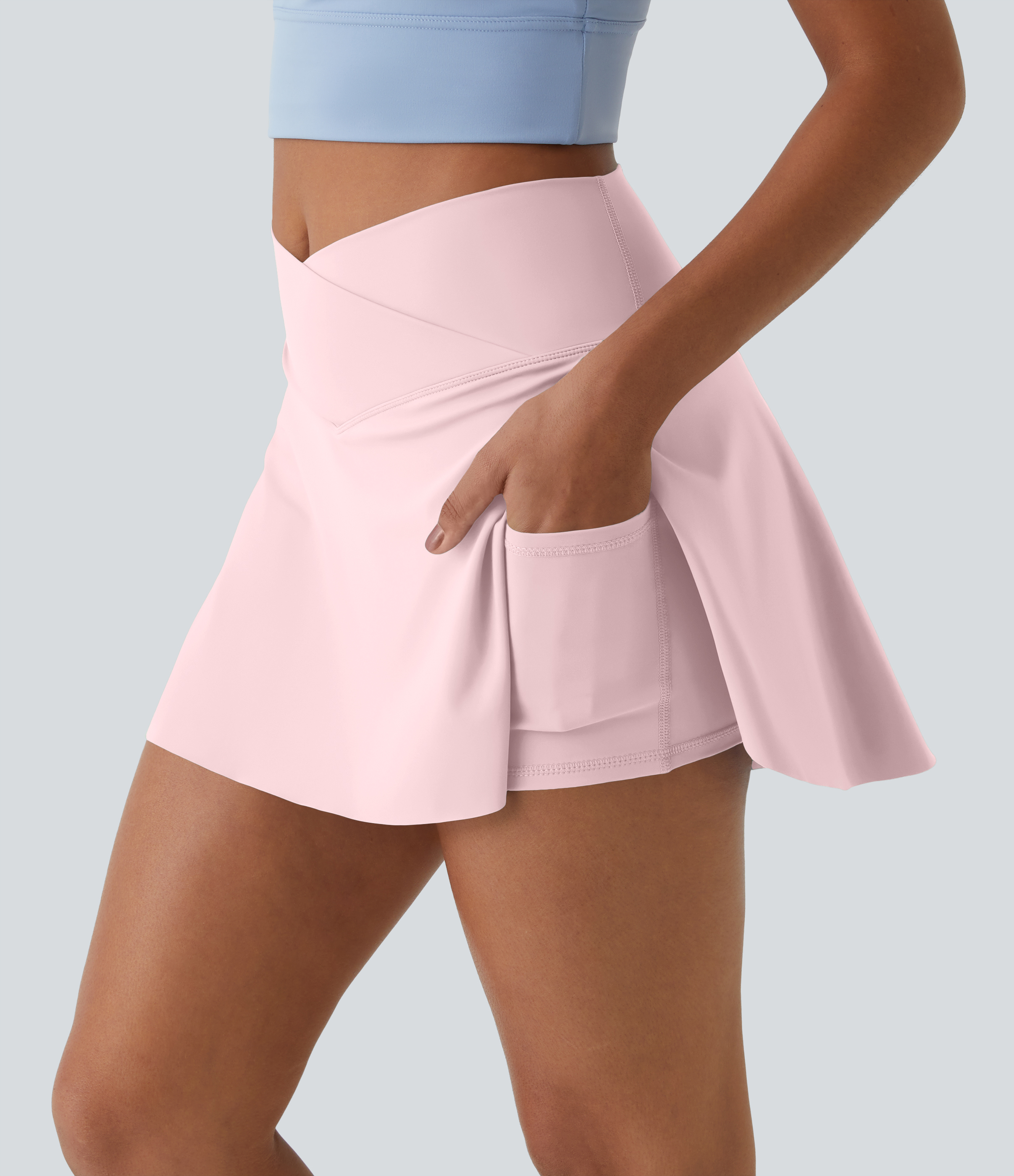 Everyday SoftlyZero™ Airy Crossover 2-in-1 Side Pocket Cool Touch Mini Tennis Skirt-Lucid-UPF50+  - Primrose Pink