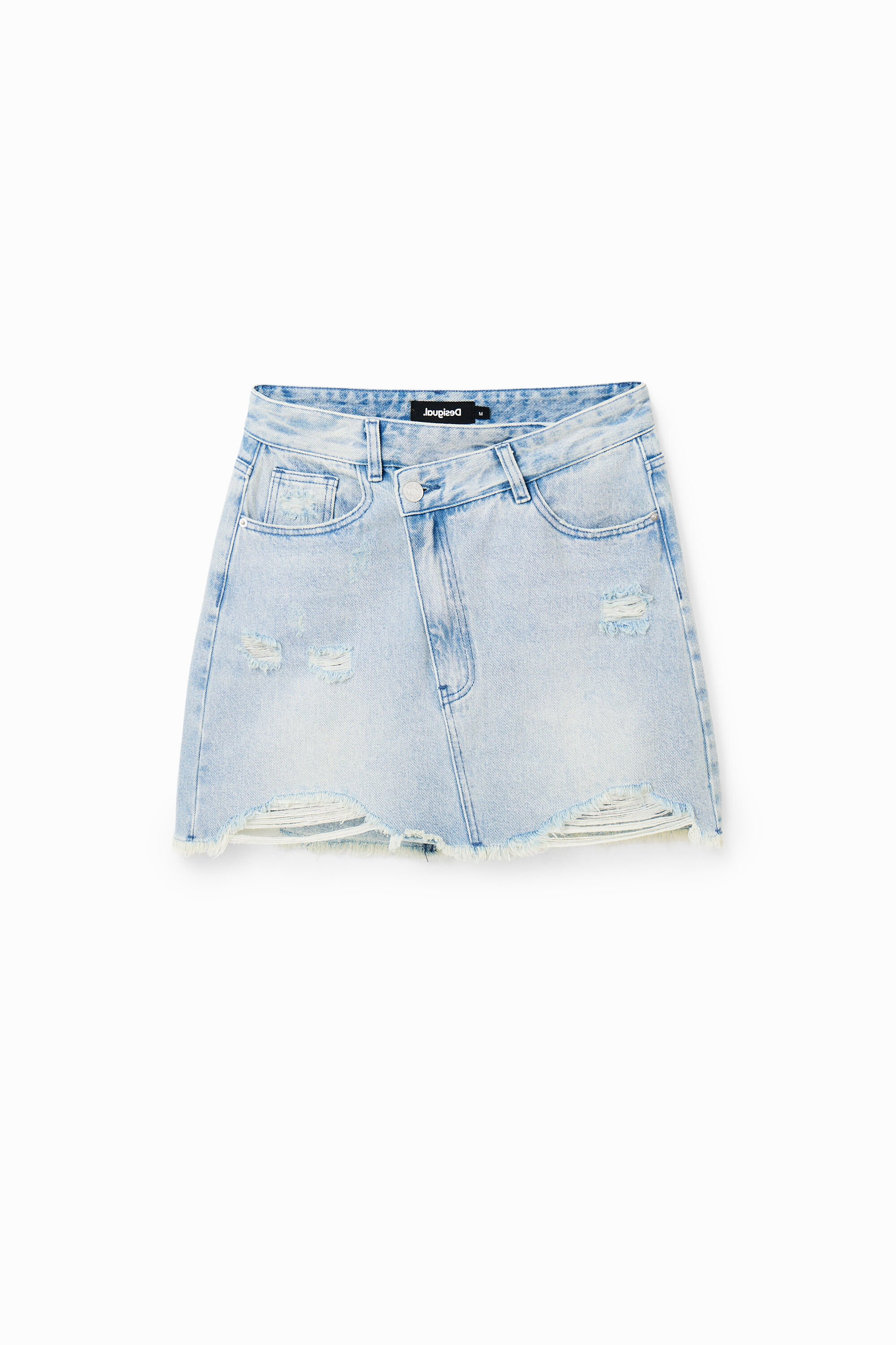 Denim criss-cross waist mini skirt