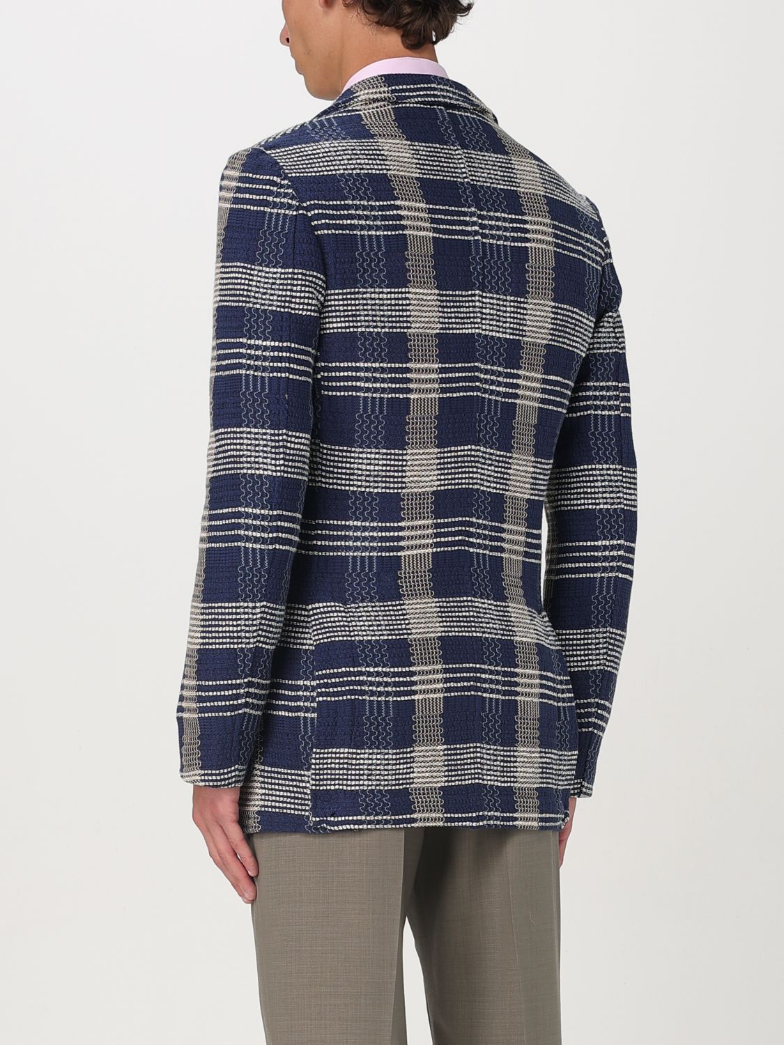 Check-pattern knit blazer - Blue
