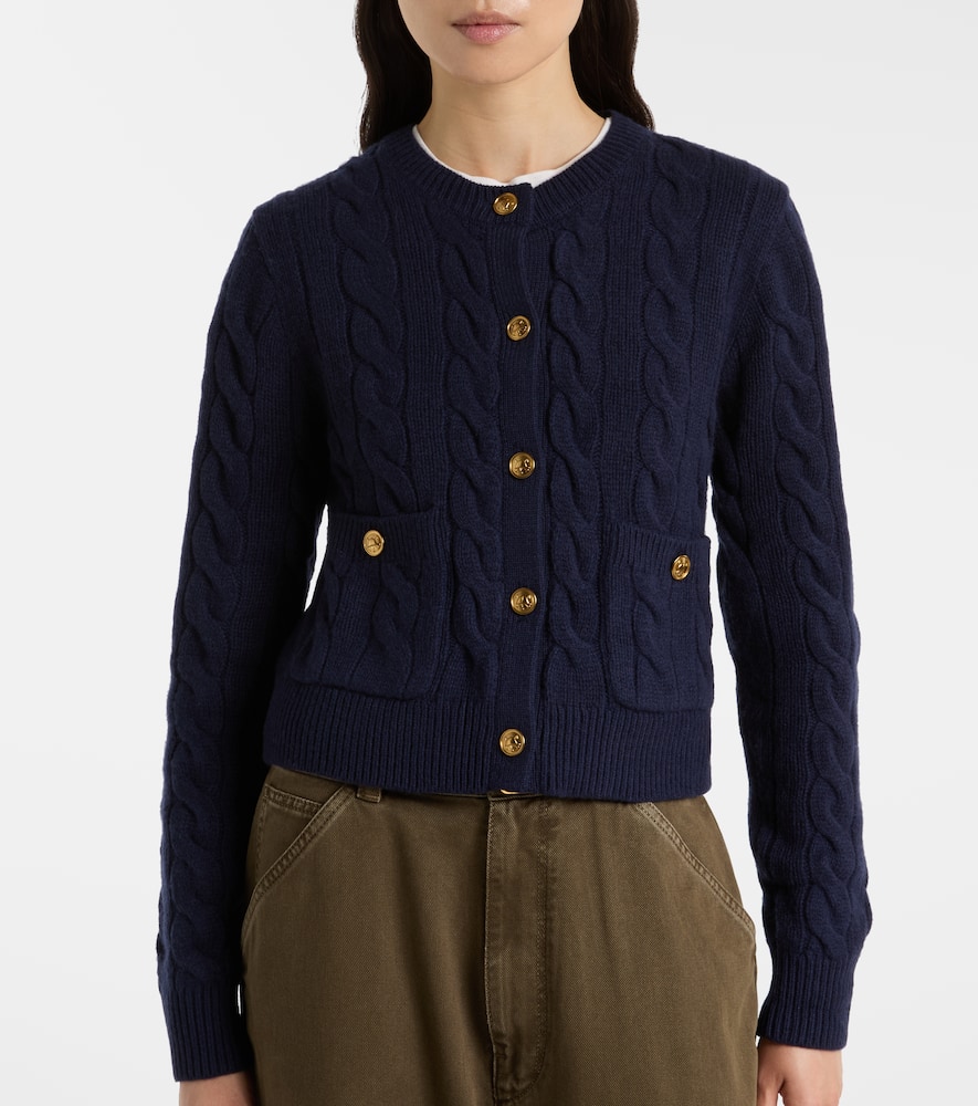 Cable-knit wool and cashmere cardigan