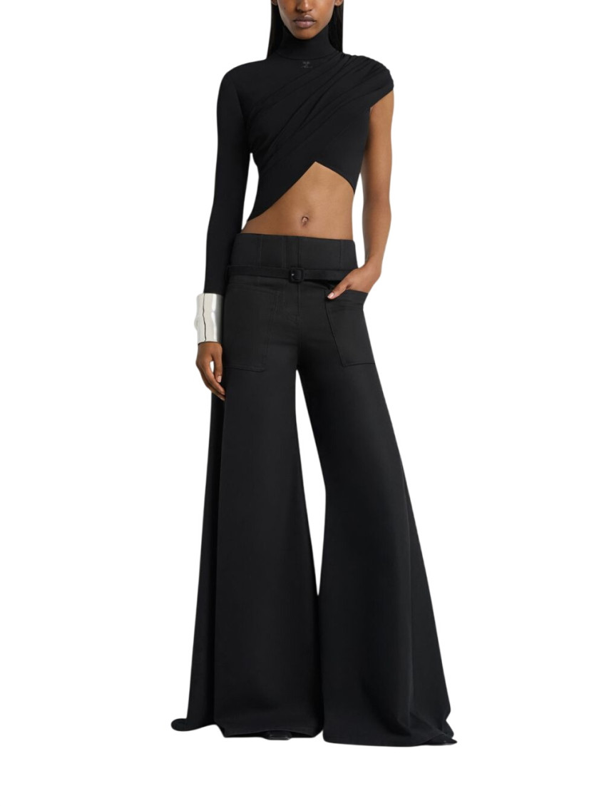 Courrèges - asymmetric high neck cropped long sleeve top