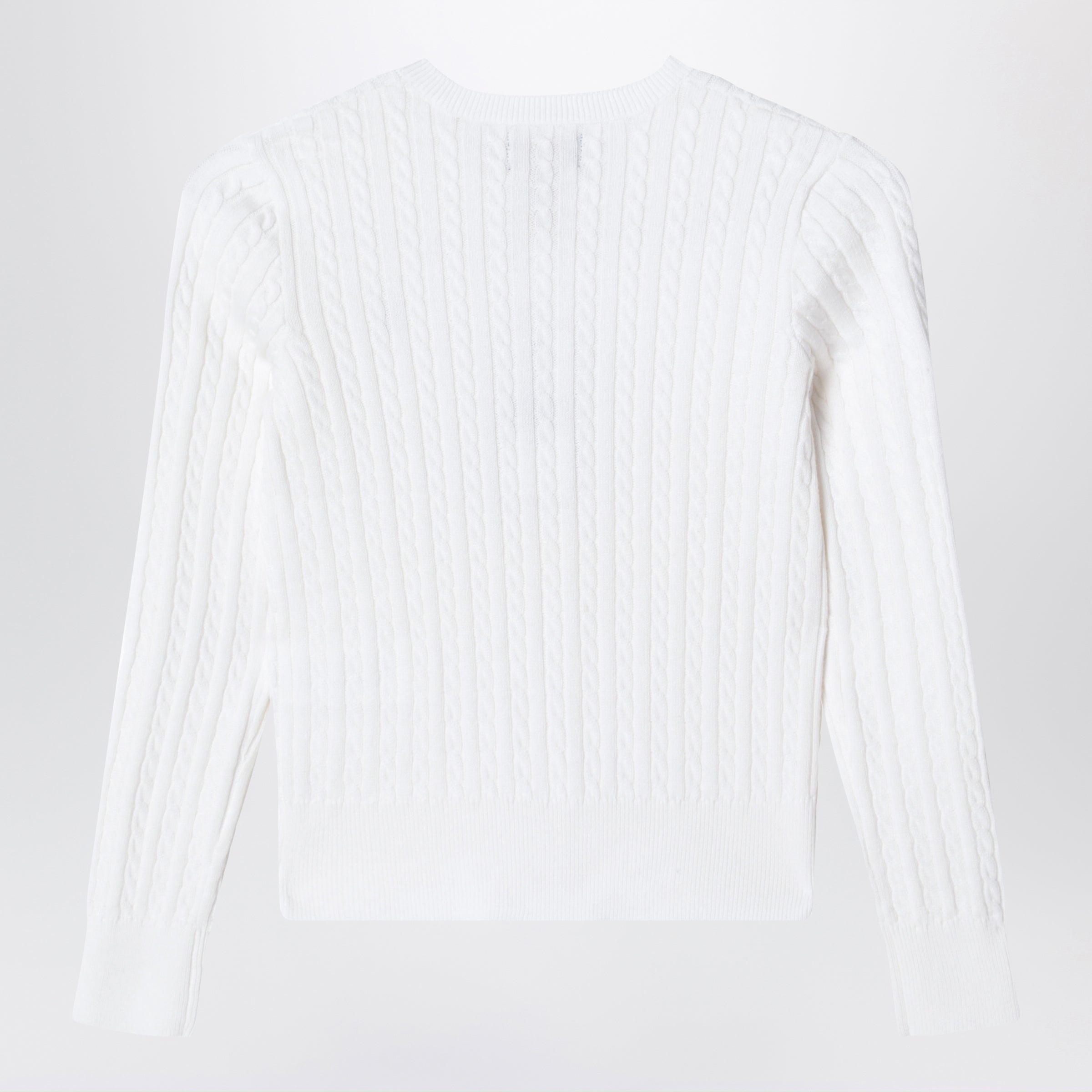 White fine cable-knit cotton cardigan