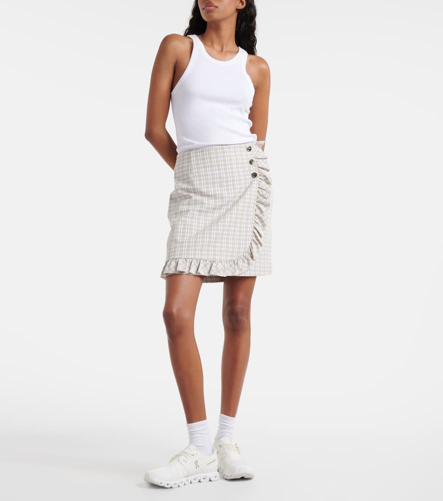 Ruffled pinstripe cotton skort
