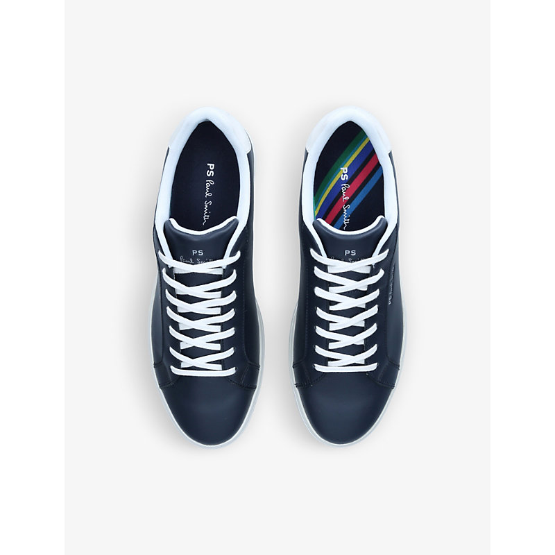 Mens Navy Rex Stripe Leather Trainers