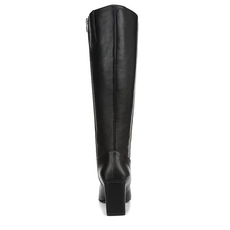 Nona Knee High Boots, Black Faux Leather