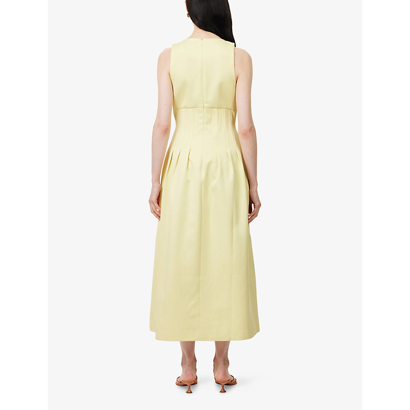 Womens Cinched Cotton-Blend Midi Dress