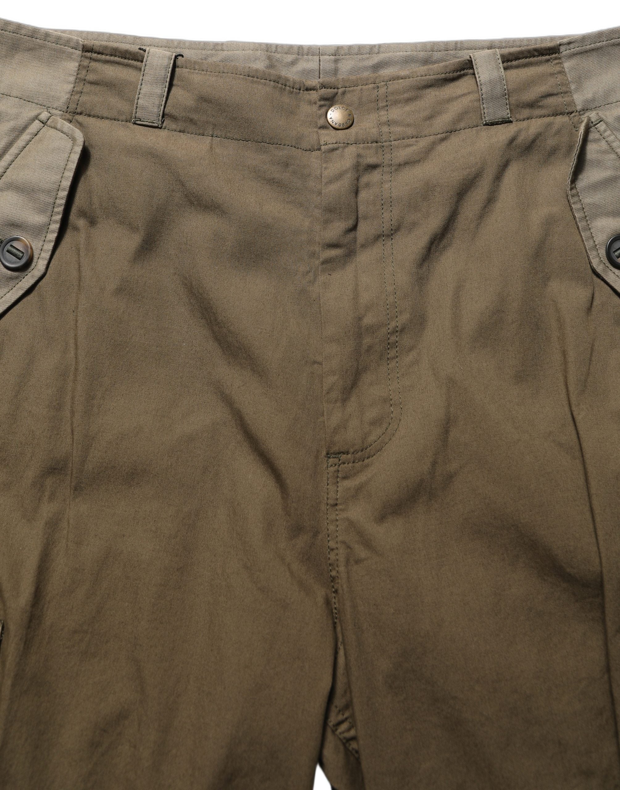 Cotton-Elastane Straight-Leg Cargo Pants — Brown