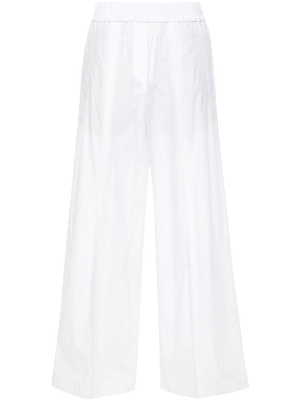 Elasticated-waist wide-leg trousers - Neutrals